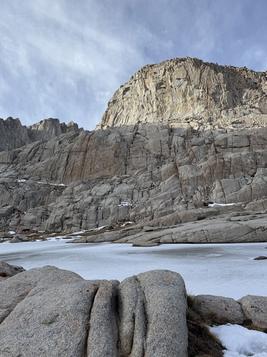 Granite and snow high on the Mount Whitney trail.